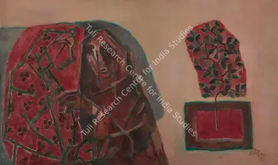 M.F. Husain (Artist), Two Women, 1968, Painting