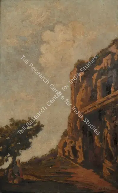 Sailoz Mookherjea (Artist), Cave Gate, 1945, Painting
