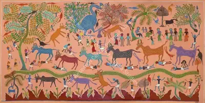 Bhuri&nbsp;Bai (Artist), Ghodi Pooja & Dev Utara Poojan During Diwali, Painting