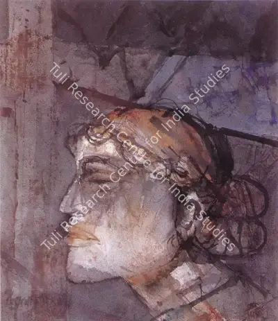 Shyamal Dutta Ray (Artist), Head of a Woman, 1967, Painting