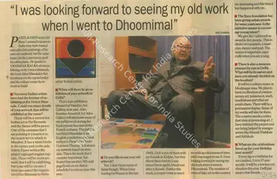Anil Sharma (Writer), I Was Looking Forward to Seeing My Old Work When I Went to Dhoomimal, 2009, Newspaper Clipping