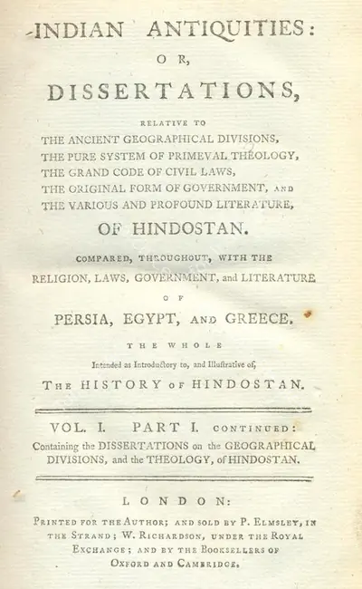 Thomas Maurice (Author), Indian Antiquities or Dissertations, 1793, Authored Antiquarian Book