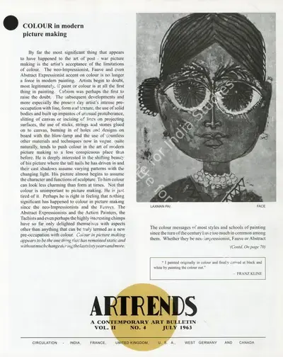 Janakiram, P.V. (Editor). Artrends - A Contemporary Art Bulletin. 2(4). Madras: Progressive Painters, July 1963 | Bulletin | FineArts | 00842088