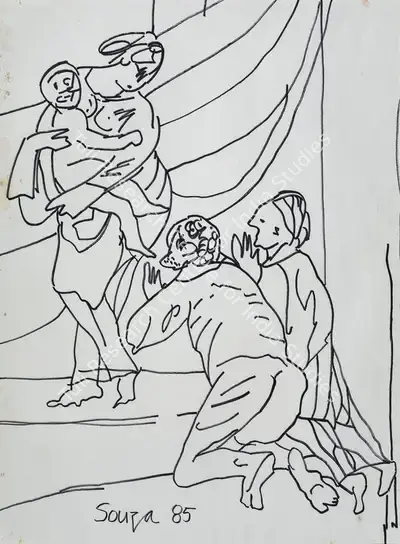F.N. Souza (Artist), Untitled, 1985, Drawing