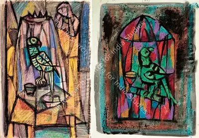 Jyoti Bhatt (Artist), Untitled (Double-sided), 1951, Drawing