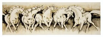 B. Vithal (Artist), Untitled (Horses), 1979, Painting
