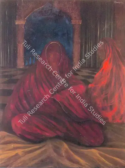 Jehangir Jani (Artist), Two Women, 1990, Painting