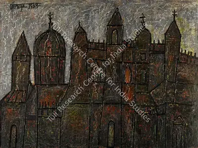 Souza, F.N. (Artist). Landscape (Red Building), 1955 | Painting, So.Lon/26.10.21, 2021 · Sotheby's