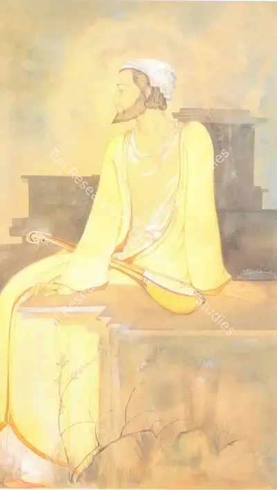 Follower of M.A.R. Chughtai (Artist), The Lute Player, Painting