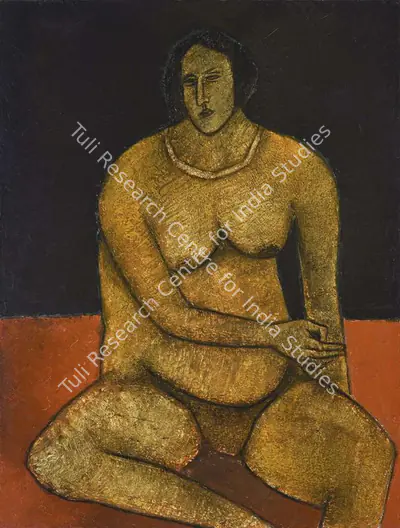 Akbar Padamsee (Artist), Seated Nude, 1956, Painting