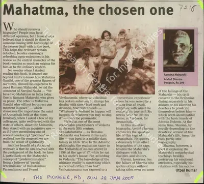 Utpal Kumar (Reporter), Mahatma, the Chosen one, 2007, Newspaper Clipping