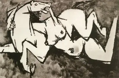 Husain, M. F. (Artist). Horse. Oil on canvas, 1958 | Maqbool Fida Husain, 2008 | Painting | FineArts | 00495181
