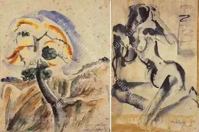 Baij, Ramkinkar (Artist). Nude. Watercolour on paper, 1943 | Painting | FineArts | 00376641