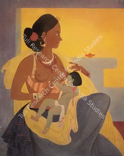 M.A.R. Chughtai (Artist), Yassoda, 1935, Painting