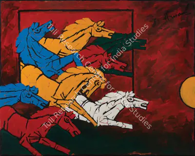 M.F. Husain (Artist), 8 Horses, 2005, Painting