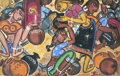 K. Sreenivasulu (Artist), Untitled (Rural Scene), 1952, Painting