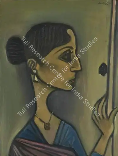 Paritosh Sen (Artist), Portrait of the artist's wife (Jayasree Sen), 1958, Painting