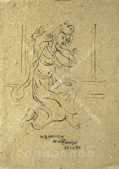 Nandalal Bose (Artist), Krishna, 1943, Drawing