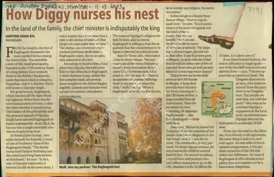 Hartosh Singh Bal (Reporter), How Diggy Nurses his Nest, 2003, Newspaper Clipping