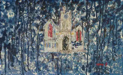 Pai, Laxman (Artist). Church. Oil on board, 1959 | Painting | EconomicsArt | 00870132