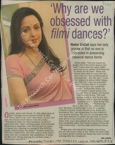 Uma Ajmera (Reporter), Why Are We Obsessed With Filmi Dances, 2006, Newspaper Clipping