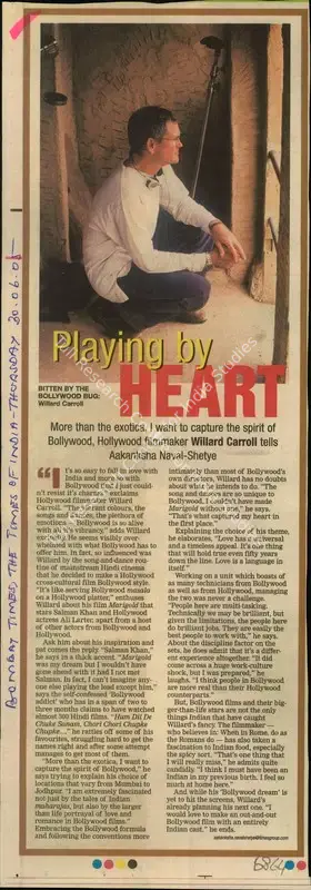 Aakanksha Naval-Shetye (Reporter), Playing by Heart, 2005, Newspaper Clipping