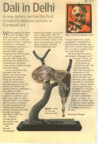 Himanshu Bhagat (Reporter), Dali in Delhi, 2008, Newspaper Clipping