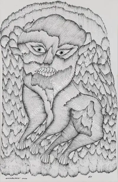 Jangarh Singh Shyam (Artist), Sher (Gond Art), 1990, Painting
