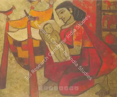 K.K. Hebbar (Artist), Mother And Child, 1963, Painting