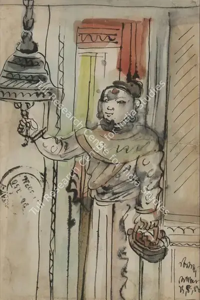 B.B. Mukherjee (Artist), Untitled (Nepal Temple Series), 1945, Painting