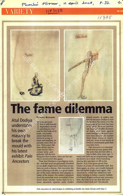 Vishwas Kulkarni (Writer), The Fame Dilemma, 2008, Newspaper clipping