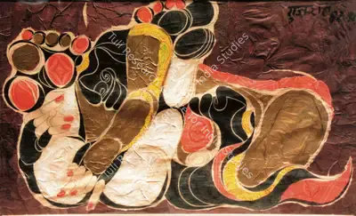 Gujral, Satish (Artist). Couple I. Oil pastel and paper on board, 1987 | Painting  | 00880845
