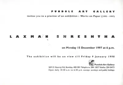 Laxman Shreshtha (Artist), Laxman Shreshtha, 1997, Solo Exhibition Invitation