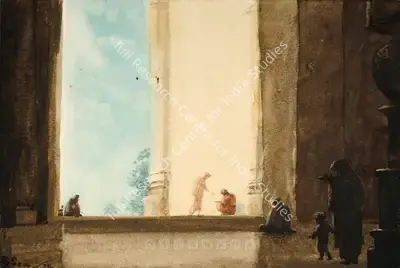 Sen, Bireshwar (Artist). The Temple Gate, 1972 | Painting, Os.Mum/21.03.09, 2009 · Osian's