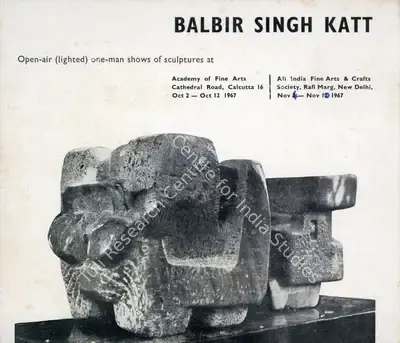 Balbir Singh Katt (Artist), Open-air (lighted) one-man shows of Sculptures, 1967, Solo Exhibition Catalogue