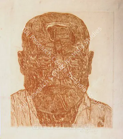 Thota Vaikuntam (Artist), Old Man, Graphic Art