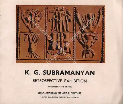 Subramanyan, K.G. (Artist). K. G. Subramanyan - Retrospective Exhibition. Calcutta: Birla Academy of Art and Culture, 1983 | Solo Exhibition Catalogue  | 00882801