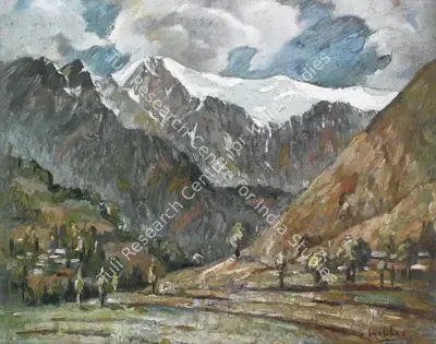 K.K. Hebbar (Artist), Himalayan Landscape, 1945, Painting