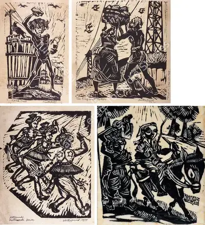 Chittaprosad (Artist). Gone Mad. Linocut, 1952 (rpt. 1968) | Graphic Art | FineArts | 00371672