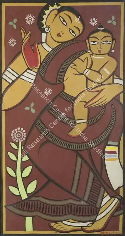 Jamini&nbsp;Roy (Artist), Untitled (Mother and Child), 1930, Painting