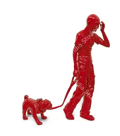Debanjan Roy (Artist), India Shining Vl (Gandhi walking Dog), Sculpture