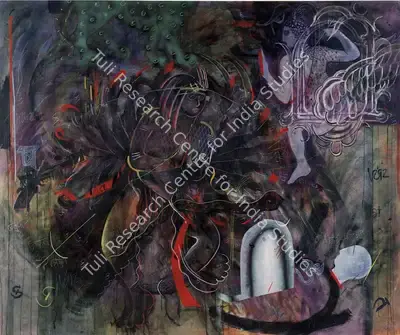 Vinod Dave (Artist), Banasur's Vow, 1992, Painting