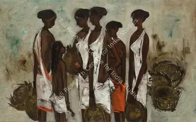 B. Prabha (Artist), Untitled (Fisherwomen), 1966, Painting