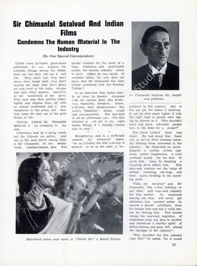 Sir Chimanlal Setalvad and Indian Films, 1943, Essay