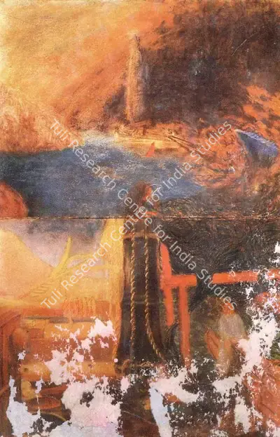 Vivan Sundaram (Artist), Chinese junk with Dreaming Sea-men, 1987, Painting