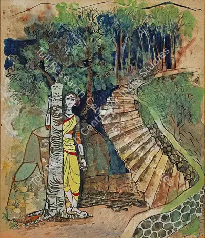 Jyoti Bhatt (Artist), Untitled, 1956, Painting