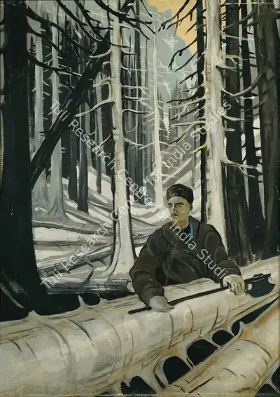 Serbjeet Singh (Artist), The Dead Forest, 1956, Painting