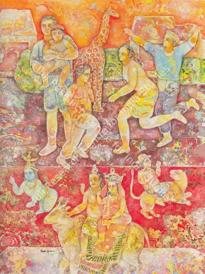Sakti Burman (Artist), Giraf in Liberty, 2005, Painting