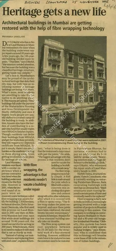Priyanka Sanglani (Reporter), Heritage gets a new life, 2005, Newspaper Clipping