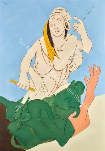 Mehta, Tyeb (Artist). Durga Mahisasura Mardini, 1993 | Painting, So.Mum/29.11.18, 2018 · Sotheby's